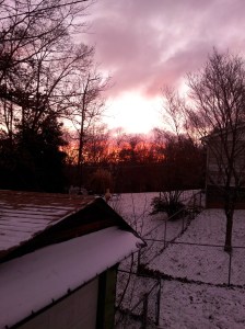 sunrise through the kitchen window