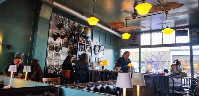 a view of the interior of a bar